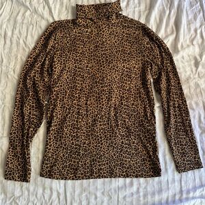 J. Crew Leopard Print Turtleneck Blouse. 100% cotton